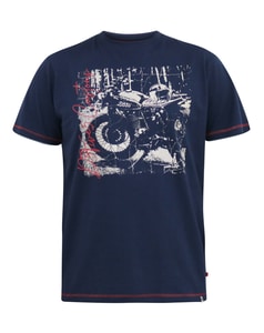 D555 Bronson Customs Motorbike Printed Crew Neck T-Shirt Navy